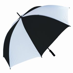 Black and white compact umbrella for rain protection from X-brella UK.