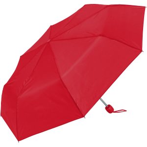 Bright red compact umbrella with automatic open feature.