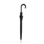 Black walking umbrella with curved handle for everyday use.