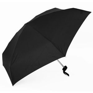 Black mini compact umbrella for travel and daily use.